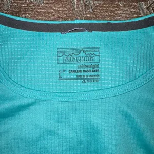 89 | Patagonia Gorpcore Hiking Capilene Midweight‎ Baselayer Turquoise Women L thumbnail 3