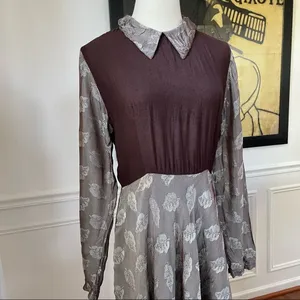 Vintage 90s Funhouse NYC Steampunk Dark Academia Schoolgirl Brown Leaf Dress S thumbnail 10