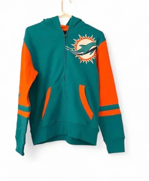 NWT NFL Miami Dolphins Stadium Full-Zip Youth Hoodie Large 14/16 $50 MSRP thumbnail 1