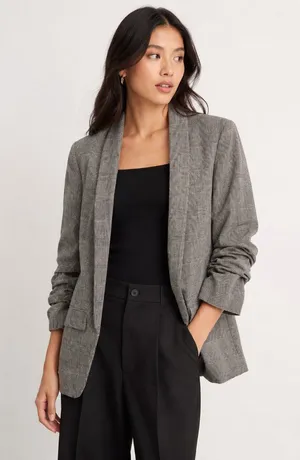 Zara Open Front Plaid Wool Blazer Academic Tailored School Girl Size XS thumbnail 1