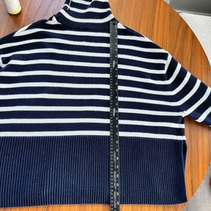 Gap 24/7 Stripe Turtleneck Sweater‎ XL 100% Cotton Navy Nautical Coastal Sailing thumbnail 4