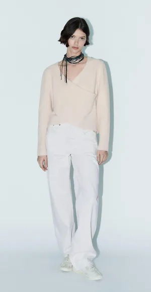 ZARA NWT  Soft Wrap Sweater in white. Size Medium thumbnail 6