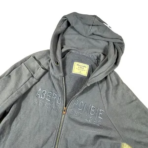 VTG Abercrombie & Fitch Hoodie Women M Blue Embroidered Big Logo Zip Up Y2K 90's thumbnail 7