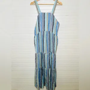 Caslon Women's Sleeveless Striped Maxi Dress Blue Size S Linen Blend thumbnail 2