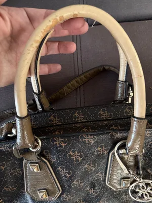 Vintage 2000s GUESS Brown &Tan Monogram Handbag/Shoulder Bag with Chain Detail thumbnail 6