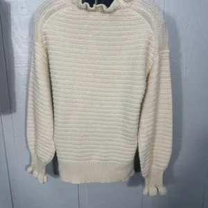 Madewell – Ruffle Neck Pullover Sweater (Heather Stone) Size Large NWOT thumbnail 6