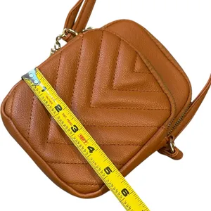 Boutique Womens Zipper Pocket‎ Crossbody Purse Caramel Brown Faux Leather Travel thumbnail 8