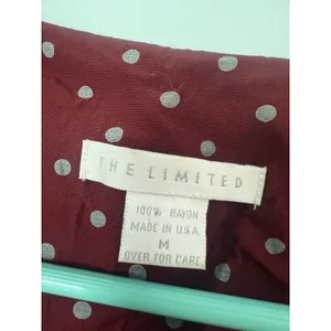 The Limited Polka Dot M Midi Dress Cranberry Gray Lost‎ Sleeve Tie Back thumbnail 3