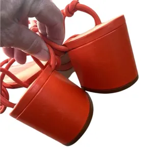 NWT SCHUTZ Leather Nicky Heeled Sandals Orange Size 8.5 thumbnail 8