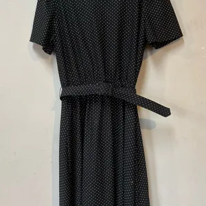 Vintage Tabby of California Black Polka Dot Belted Dress Size 16 thumbnail 7