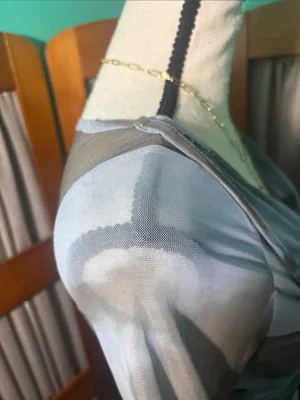 Sheer Knot-Front Blouse in Misty Blue thumbnail 7