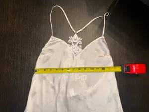 Victoria's Secret White Satin Chemise with Lace Back Slip Dress thumbnail 3