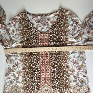 Chicos Mixed Print Blouse Size 2 Large Leopard Floral Paisley Stretch Boho Comfy thumbnail 8