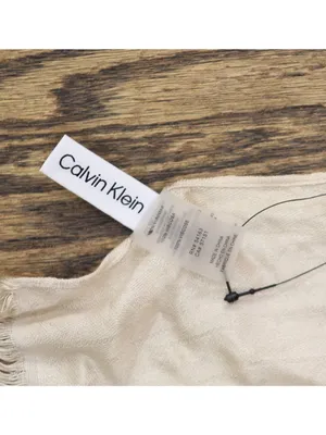 Calvin Klein Womens Lightweight Pashmina Fringe Scarf Heathered Almond Brown thumbnail 3