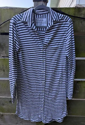 Frank & Eileen Shirtdress Dress Button Down Long Sleeve Stripe‎ Coastal Nautical thumbnail 1
