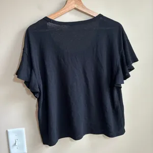 Old Navy Flutter Sleeve Scoop Neck Top S Black Womens Ruffle Knit Tee thumbnail 6