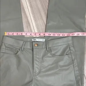 Zara faux leather sage high waisted pants size medium thumbnail 5