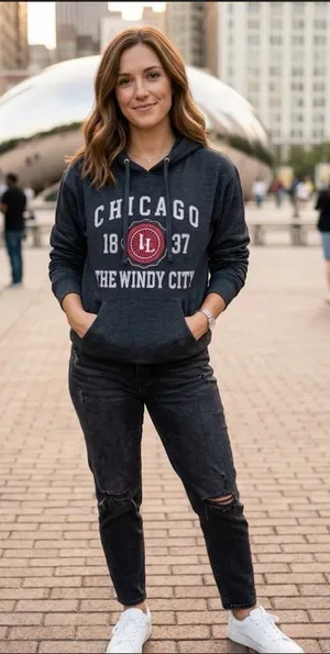 Zuni Sportswear Chicago Windy City Grey Hoodie Sweater Size Medium. thumbnail 1