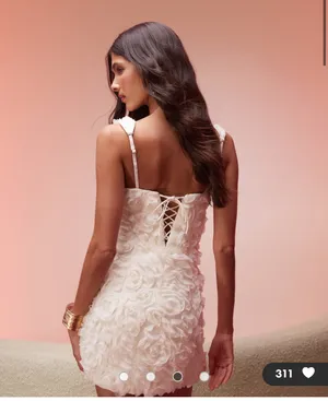 Oh Polly Posy floral-applique corset mini dress in white thumbnail 2