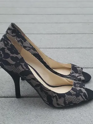 Nine West Black Lace Peep Toe Heels | Nine West Sorbet Heels thumbnail 3