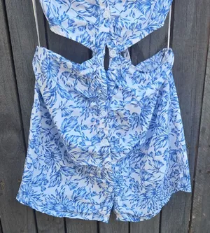 Olivaceous Blue and White Floral Mini Dress Size M thumbnail 1