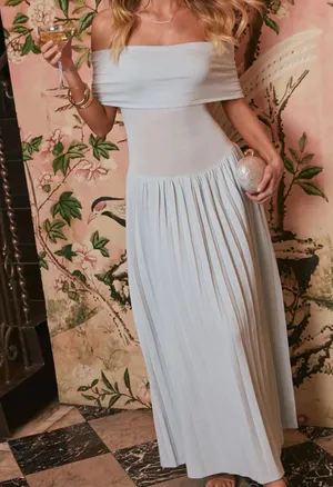 Vici The Real Moment Off The Shoulder Maxi Dress Light Blue thumbnail 1