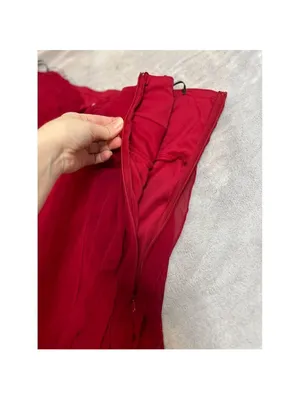 Red Silk Midi Strapless Dress 14 Midi-Maxi thumbnail 5