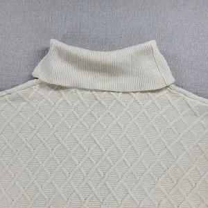 Tantrums Womens Vest One Size Ivory Wool Blend Cross Hatch Turtleneck Knit thumbnail 12
