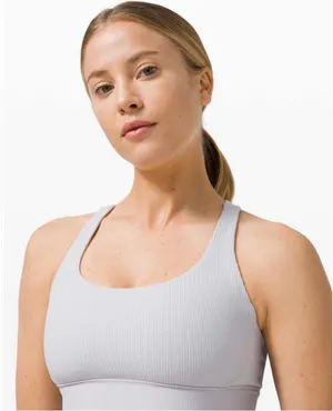 Lululemon Energy Bra Long Line Ribbed White thumbnail 1