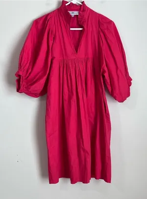 Anthropologie NEVER A WALLFLOWER High Ruffle Collar Poplin Mini Dress Pink Sz XS thumbnail 1