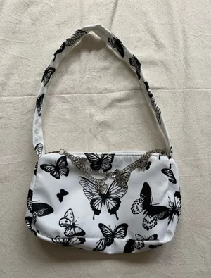 Black & White Butterfly chic purse, super cute, funky and punky thumbnail 1