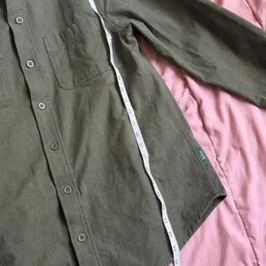 Woolrich Green Label Chamois Shirt Shacket Army Military Green Button Down Vietnam Thick Heavy Duty Men M Measurement in pics thumbnail 5