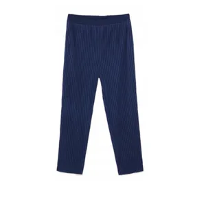 NWT ZARA High Waisted Ribbed Pleated Wide Leg Crop Pant Trouser Medium thumbnail 4