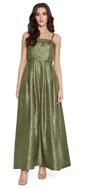 Tahari ASL Women's Sleeveless Ball Gown rich olive hue Size 14 Square‎ Neck thumbnail 1