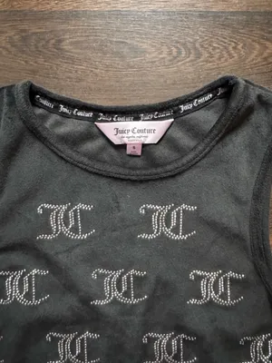 Juicy Couture Velour Rhinestone Tank Top Black Small thumbnail 2