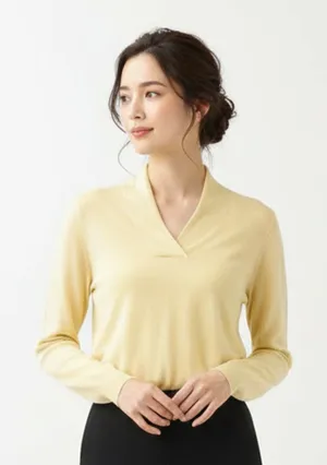 Pendleton Silk & Cashmere Blend Yellow Long Sleeve V Neck Sweater M thumbnail 1