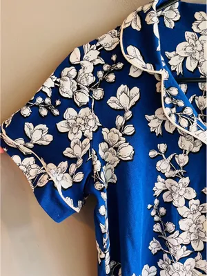 Bed Head Organic Cotton Navy Shadow Blossom Pajama TOP Only thumbnail 2