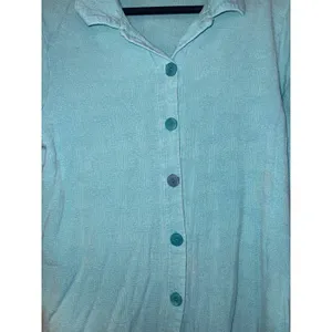 Michael Leu Vtg Women XL Light Blue Button Down Waffle Knit Art To Wear USA Made thumbnail 8