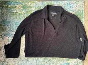 Vintage 111 State collared black semi see through tunic sweater, size medium thumbnail 6