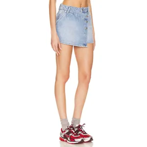 Free People x We The Free Wynne Denim Skirt in Light Indigo 26 New Womens Jean thumbnail 3