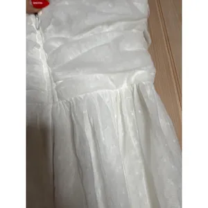 NWOT Lulus Darling Sweetheart White Swiss Dot Ruched Midi Dress Bridal Classy S thumbnail 8