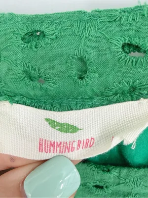 Hummingbird Kelly Green Lace Floral Eyelet Mini Frill Dress Size L thumbnail 7
