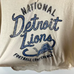 Junk Food Detroit Lions Women Small Raglan 3/4 Sleeve Graphic Tee Cream Charcoal thumbnail 4