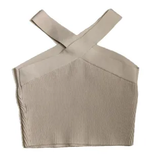 Babaton Ribbed Crisscross Halter Crop Top Size S thumbnail 1