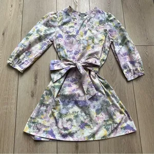 Tart Collections Lorrie Pastel Purple Floral Print Belted Tunic Dress Size Small thumbnail 10
