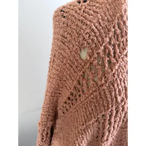Free People Womens XS/S Oversized Chunky Open Knit Cardigan Terracotta Rose Boho thumbnail 4