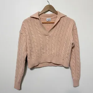 Aritzia Sunday Best Merino Wool Cotton Lottie Cable Knit Cropped Polo Sweater XS thumbnail 2