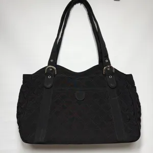 Vera‎ Bradley Black Quilted Microfiber Tote Bag Large Shoulder Purse Buckle thumbnail 1