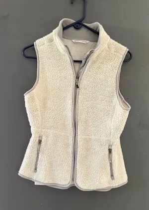 Woolrich Womens Ecru Heather Sherpa Fleece Full Zip Vest‎ Small 18555 Cream thumbnail 1