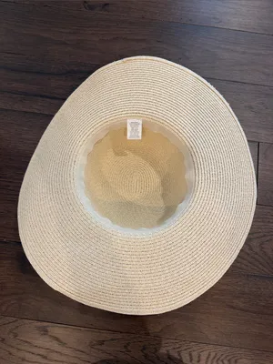Target Wide Brim Straw Sun Hat with Black Band - C54-077 thumbnail 2